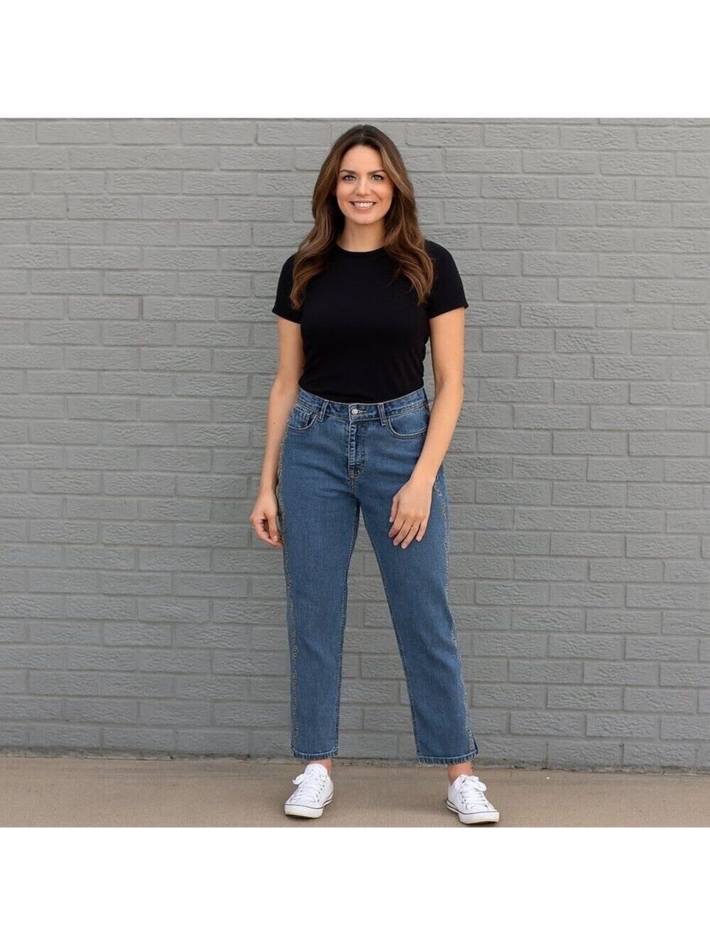 JeanBay Embroidered Denim Jeans | Size 12 | Boho Chic Cropped Fit